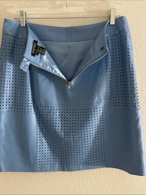 Etcetera Sky Blue Perforated A-Line Skirt